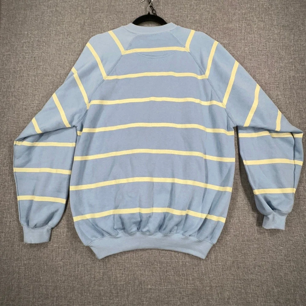 Vintage 90s Nucleus Sweatshirt Mens M Blue Yellow Striped Raglan Crewneck NEW